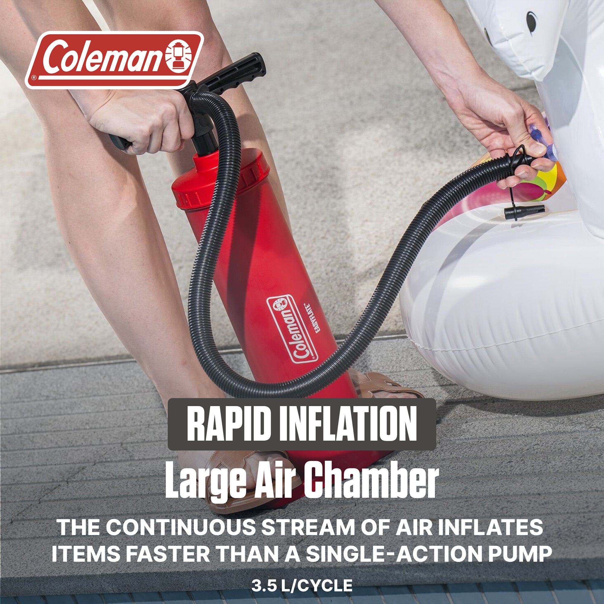 Coleman Dual-Action Manual Air Pump, Hand Pump Inflator with Adapters (Used)