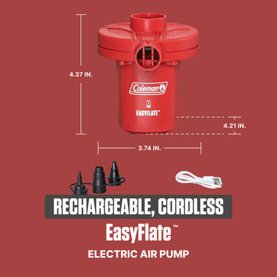 Coleman EasyFlate Rechargeable Electric Air Pump, Inflator with 3 Adapters(Used)