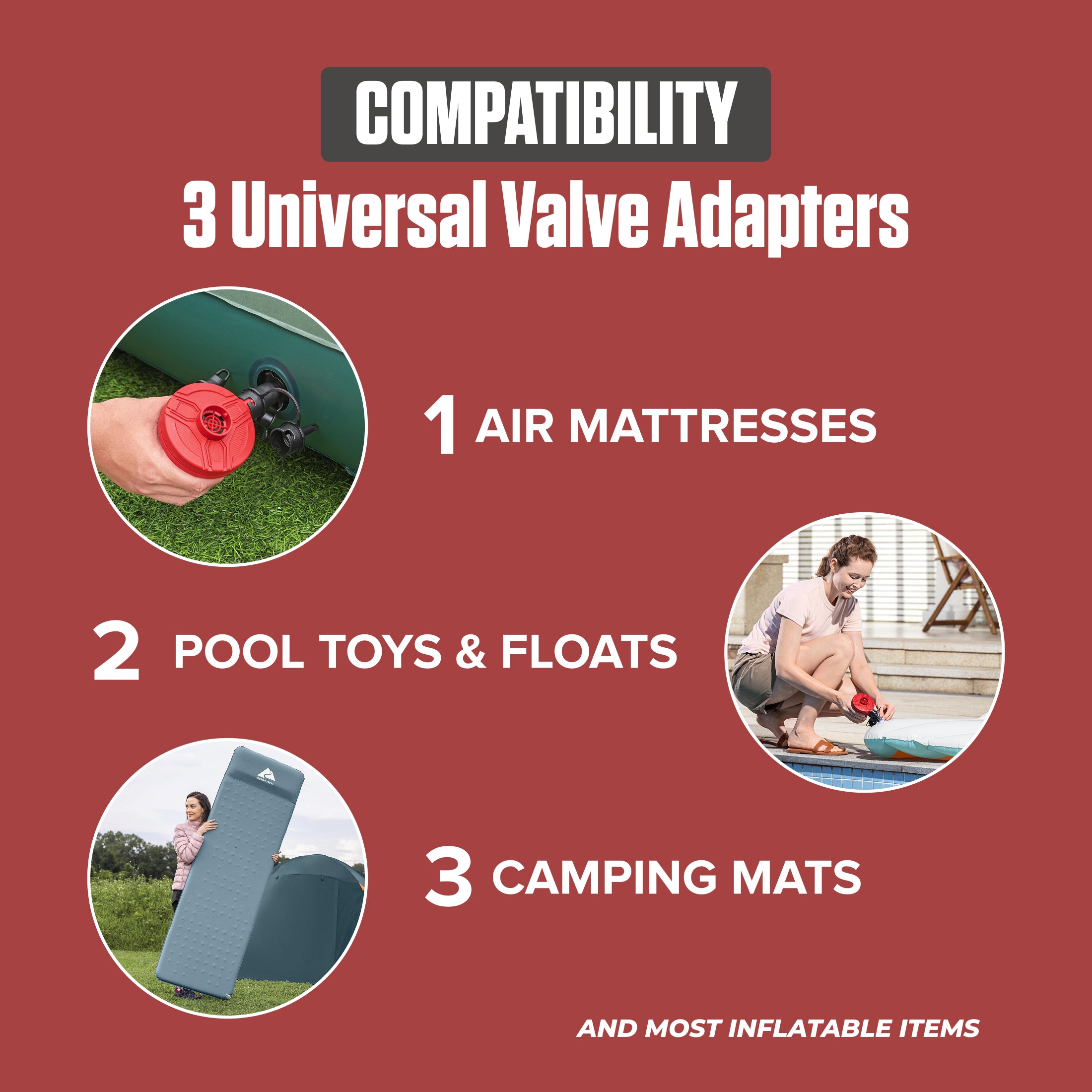 Coleman EasyFlate Rechargeable Electric Air Pump, Inflator with 3 Adapters(Used)