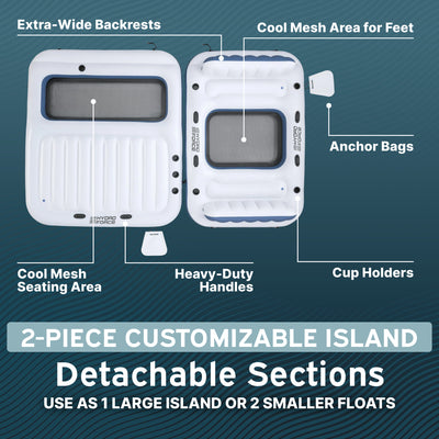 Bestway Hydro Force Bloc Party Island, Large 8 Person Inflatable Lounger Float - VMInnovations
