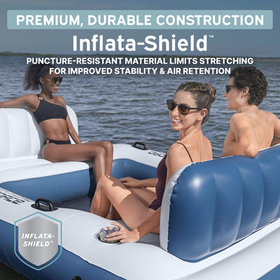 Bestway Hydro Force Bloc Party Island, Large 8 Person Inflatable Lounger Float - VMInnovations
