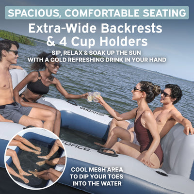 Bestway Hydro Force Bloc Party Island, Large 8 Person Inflatable Lounger Float - VMInnovations
