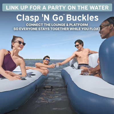 Bestway Hydro Force Bloc Party Island, Large 8 Person Inflatable Lounger Float - VMInnovations