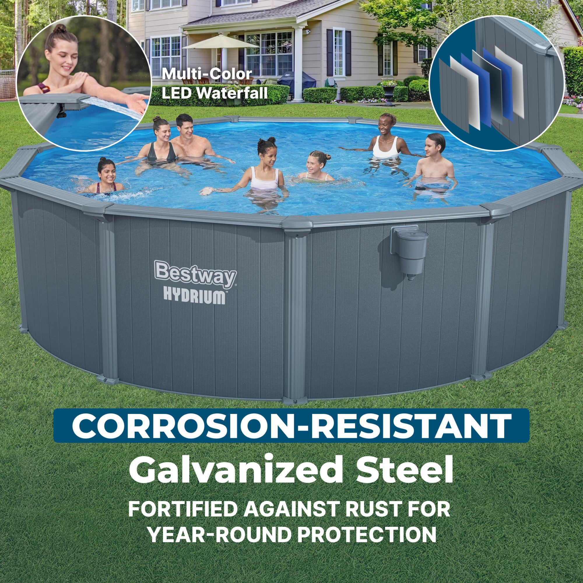 Bestway Hydrium 24' x 52" Round Steel Wall Above Ground Pool Set - VMInnovations