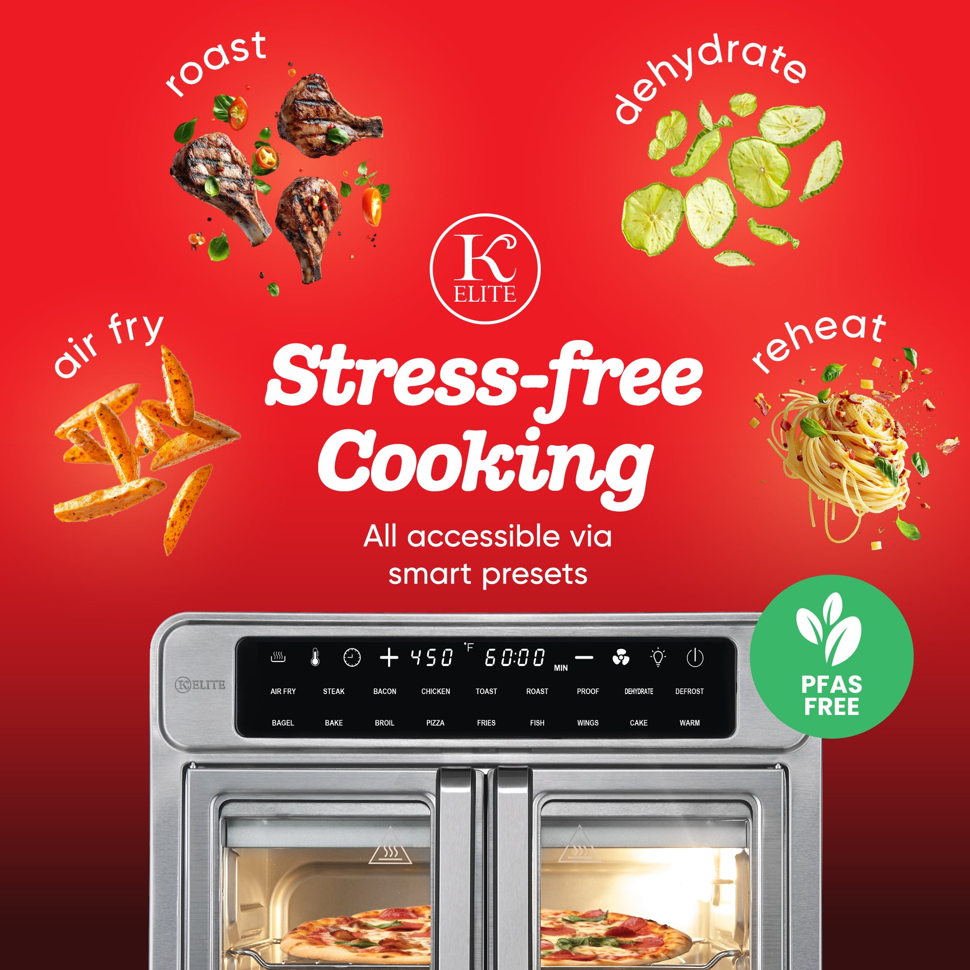 Kitchen Elite 26 Qt French Door Air Fryer, Cooker w/LED Display (Open Box) - VMInnovations