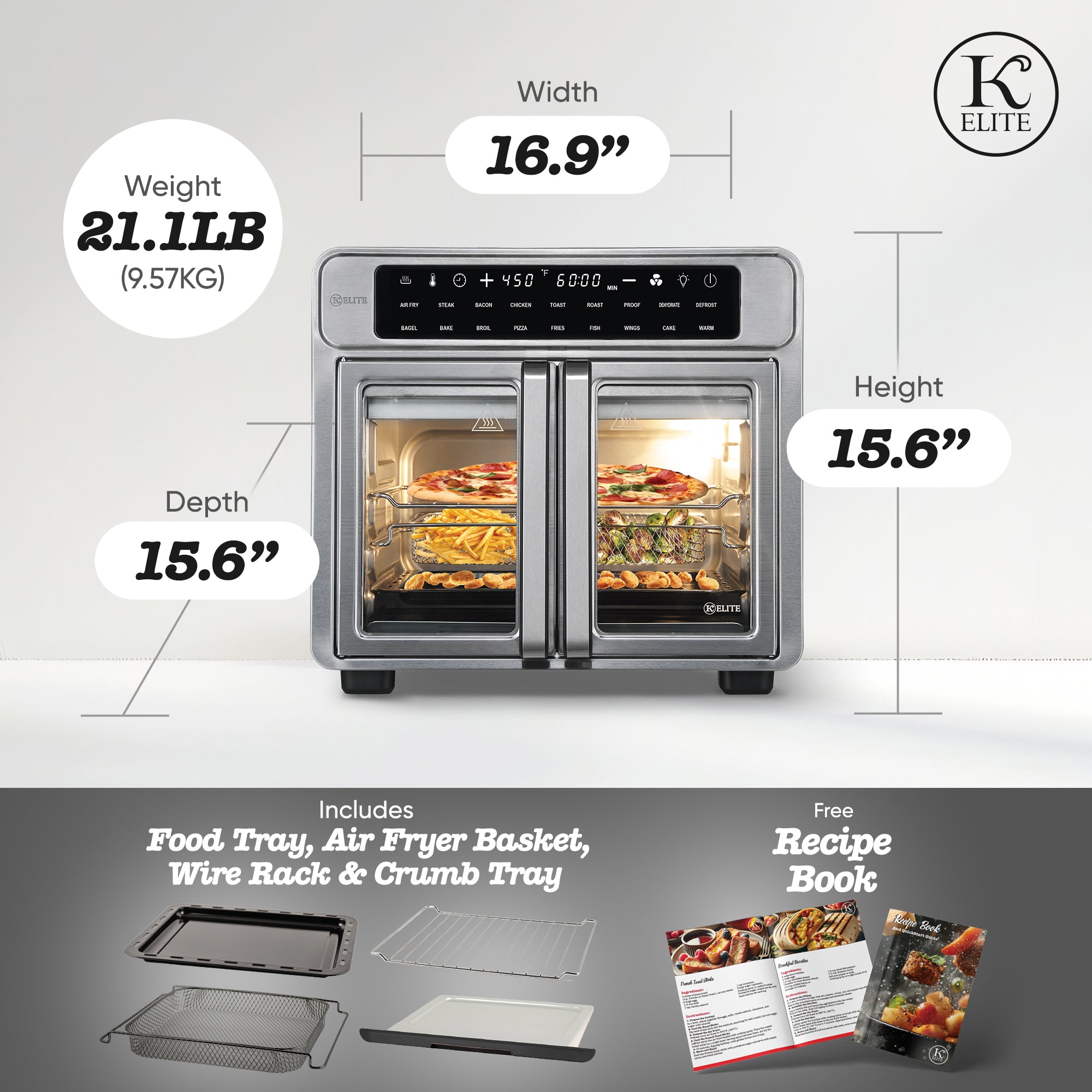 Kitchen Elite 26qt Air Fryer Oven, Countertop Cooker w/ LED Display (Used) - VMInnovations