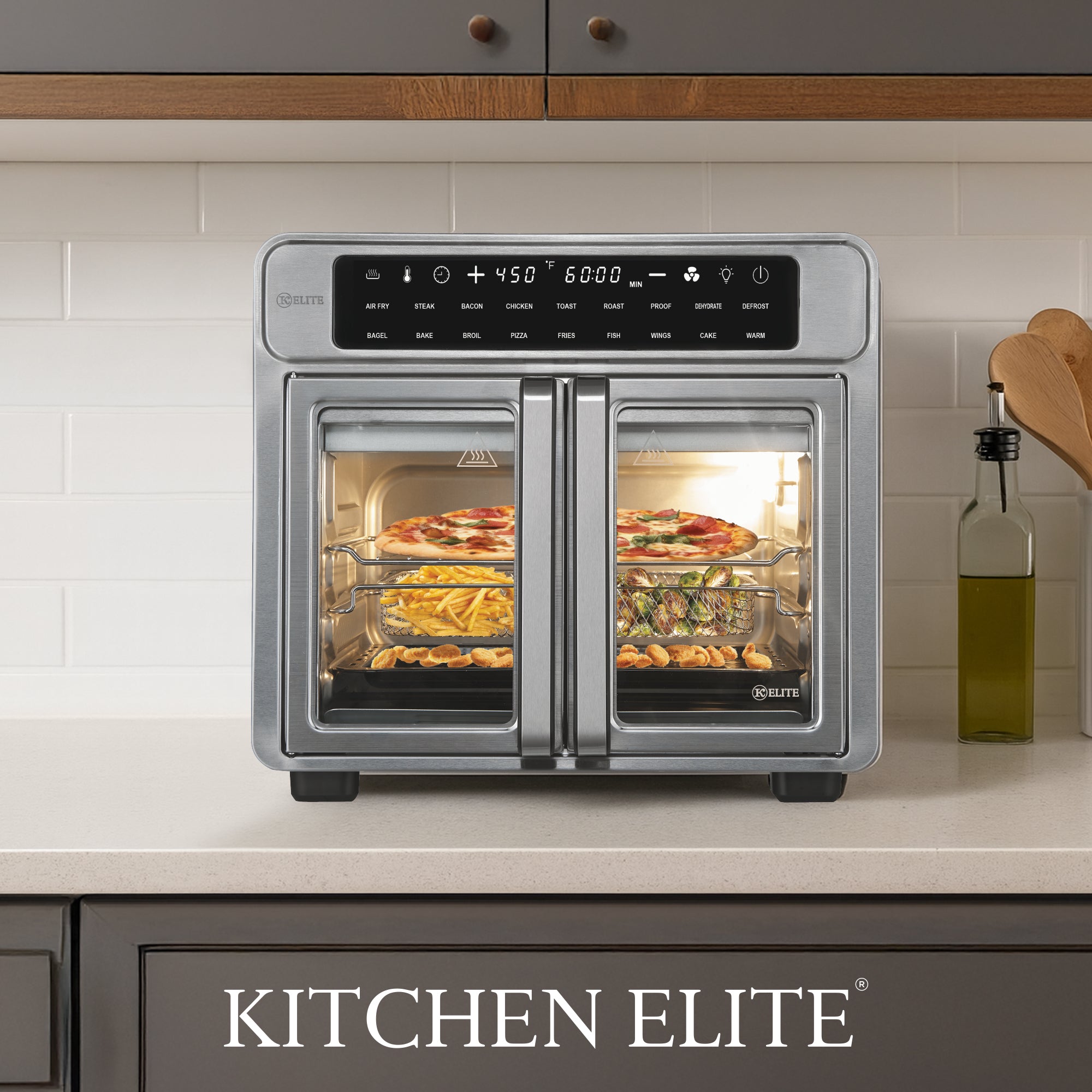 Kitchen Elite 26 Qt French Door Air Fryer, Cooker w/LED Display (Open Box) - VMInnovations