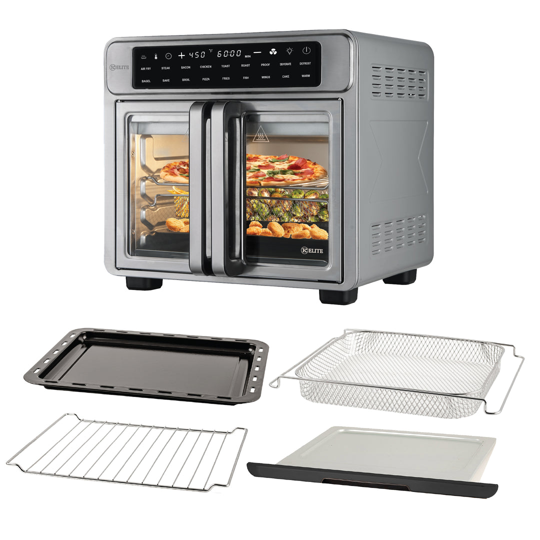 Kitchen Elite 26 Qt French Door Air Fryer Oven, Countertop Cooker w/ LED Display