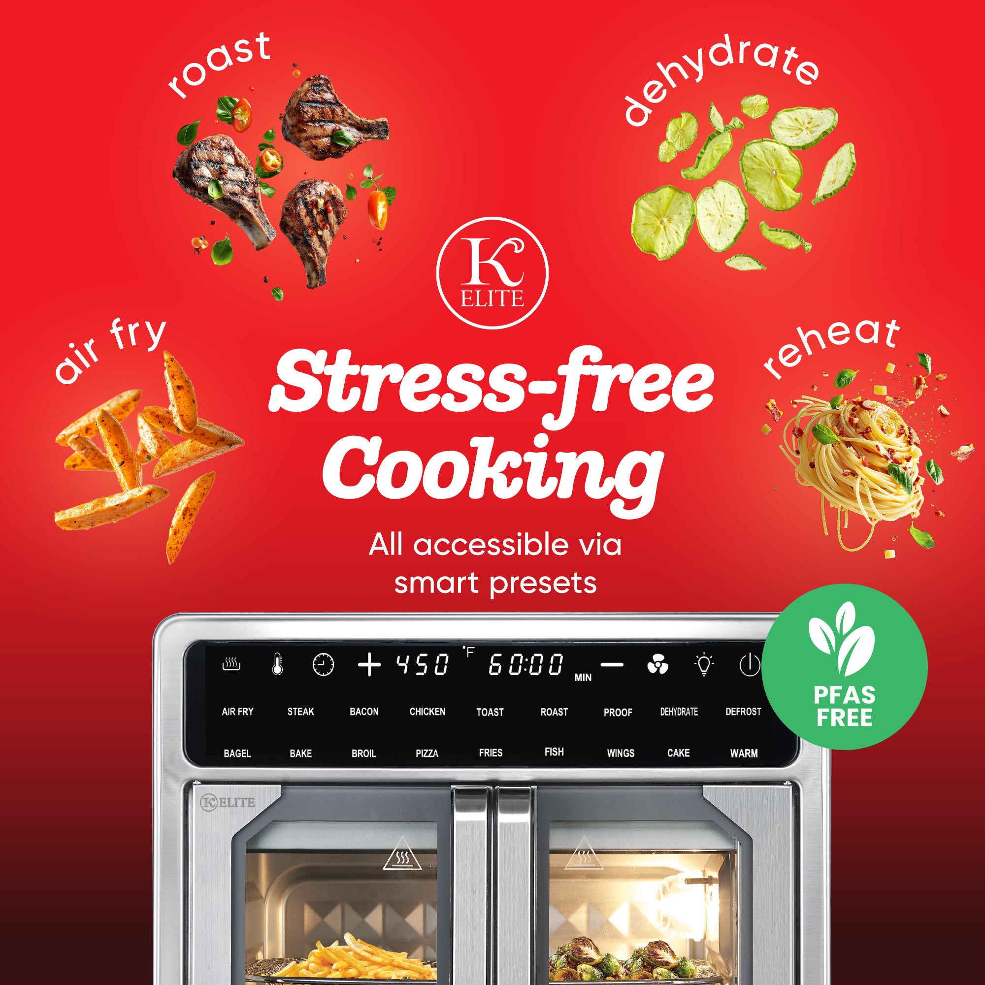 Kitchen Elite 16 Qt French Door Air Fryer Oven, Countertop Cooker (Open Box) - VMInnovations