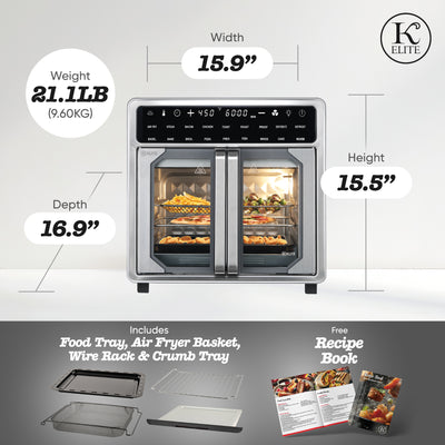Kitchen Elite 16 Qt French Door Air Fryer Oven, Countertop Cooker (Open Box) - VMInnovations