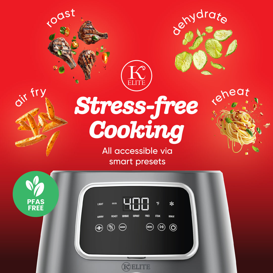 Kitchen Elite 5.5 Qt. Digital Air Fryer, Countertop Cooker with LED Screen, Grey