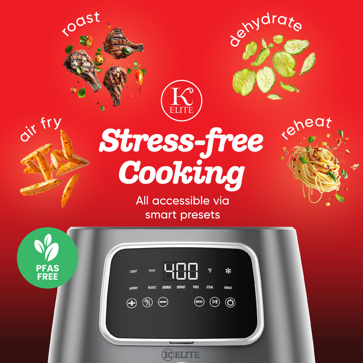 Kitchen Elite 5.5 Qt. Digital Air Fryer, Countertop Cooker LED Screen (Open Box)