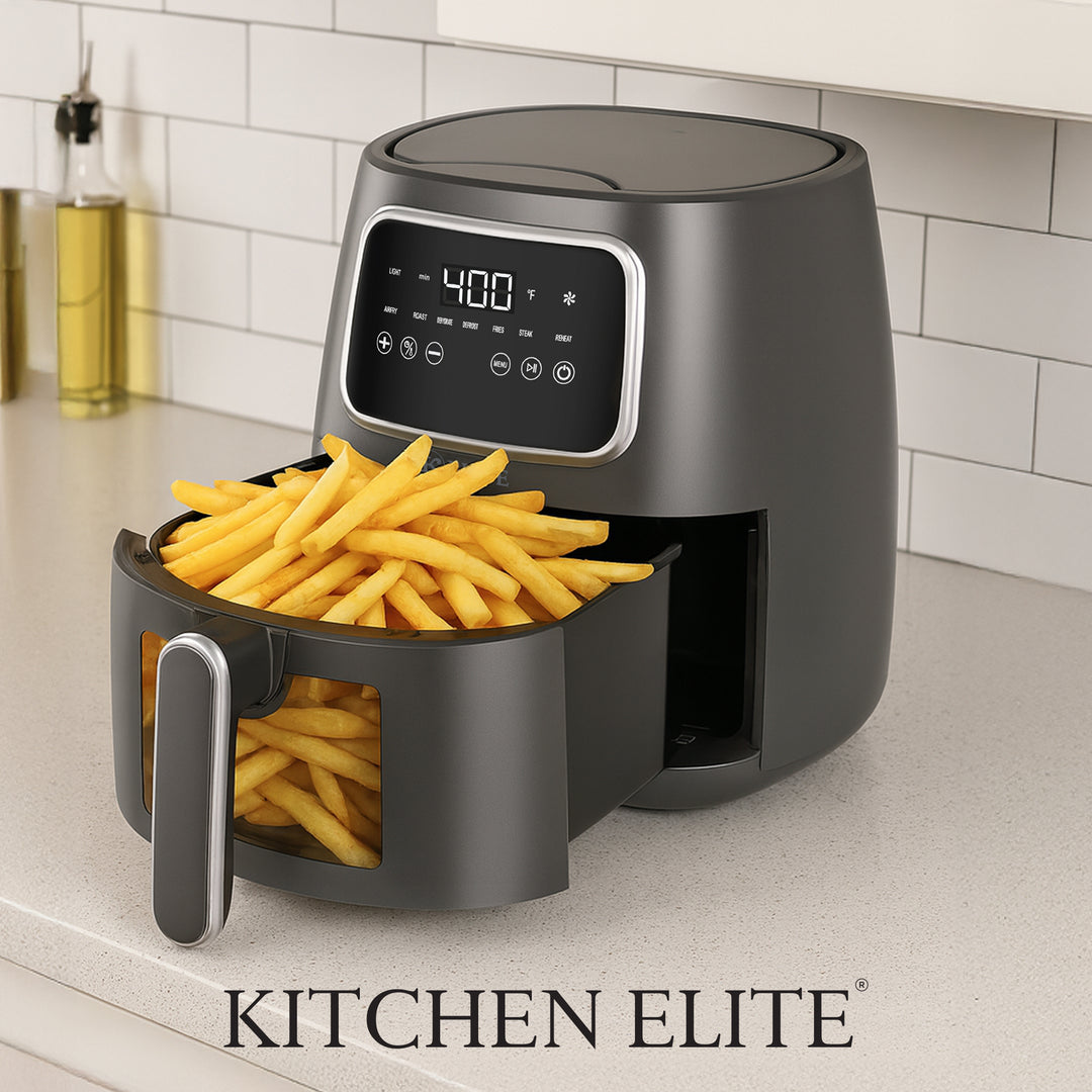 Kitchen Elite 5.5 Qt. Digital Air Fryer, Countertop Cooker with LED Screen, Grey