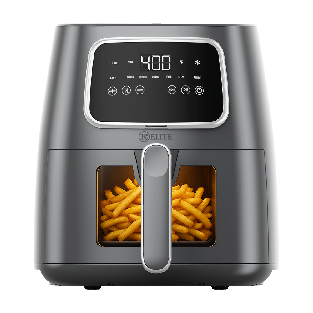 Kitchen Elite 5.5 Qt. Digital Air Fryer, Countertop Cooker with LED Screen, Grey