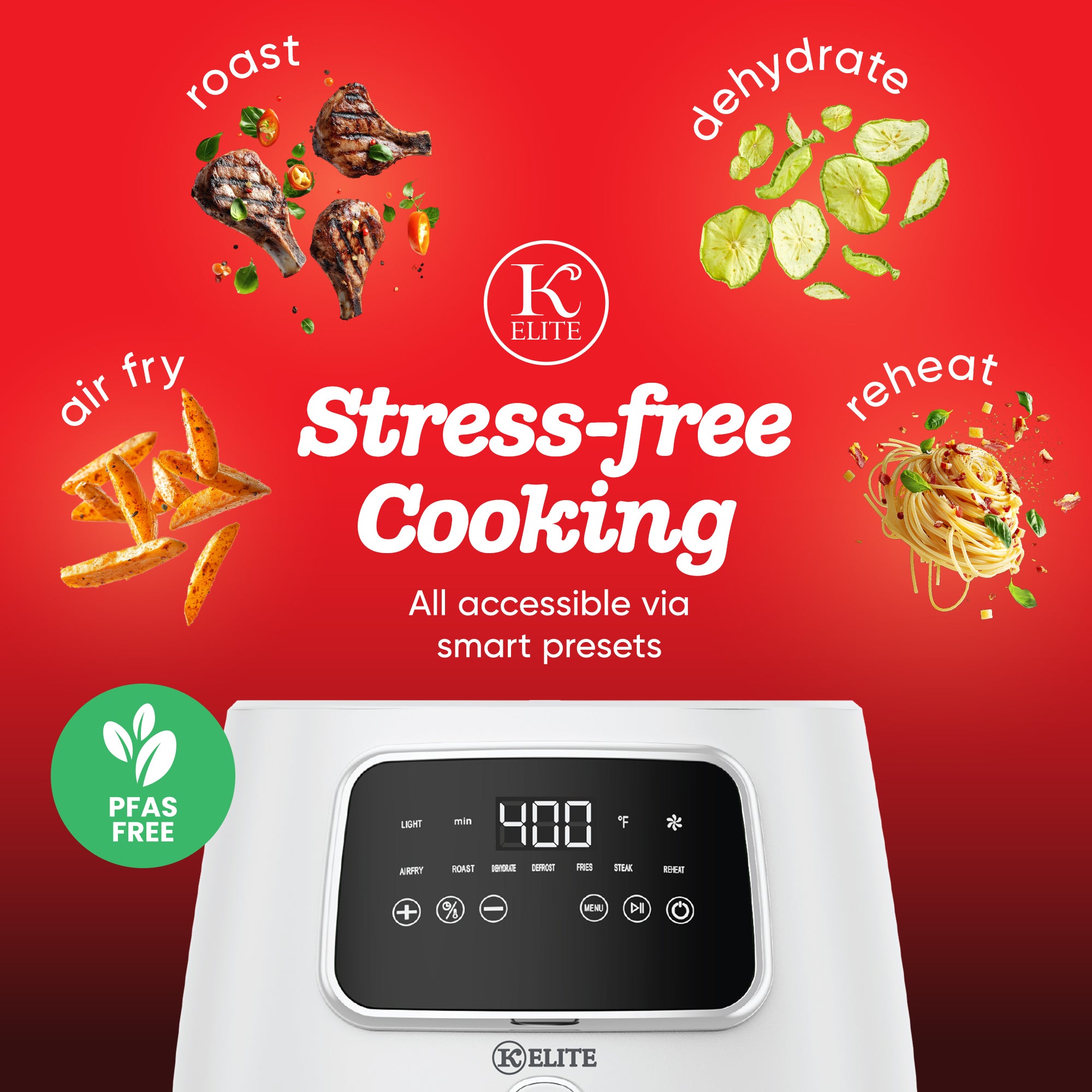 Kitchen Elite 5.5 Qt. Air Fryer, Countertop Cooker w/LED Screen (Open Box) - VMInnovations