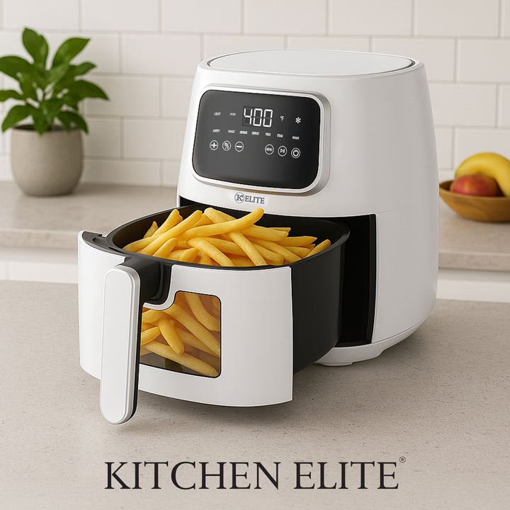 Kitchen Elite 5.5 Qt. Digital Air Fryer, Countertop Cooker w/ LED Screen, White