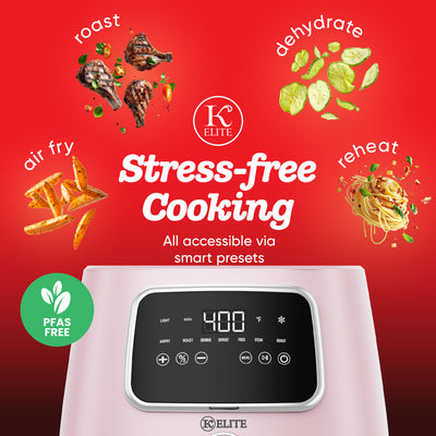 Kitchen Elite 5.5 Qt. Air Fryer, Countertop Cooker w/LED Screen, Pink (Open Box)