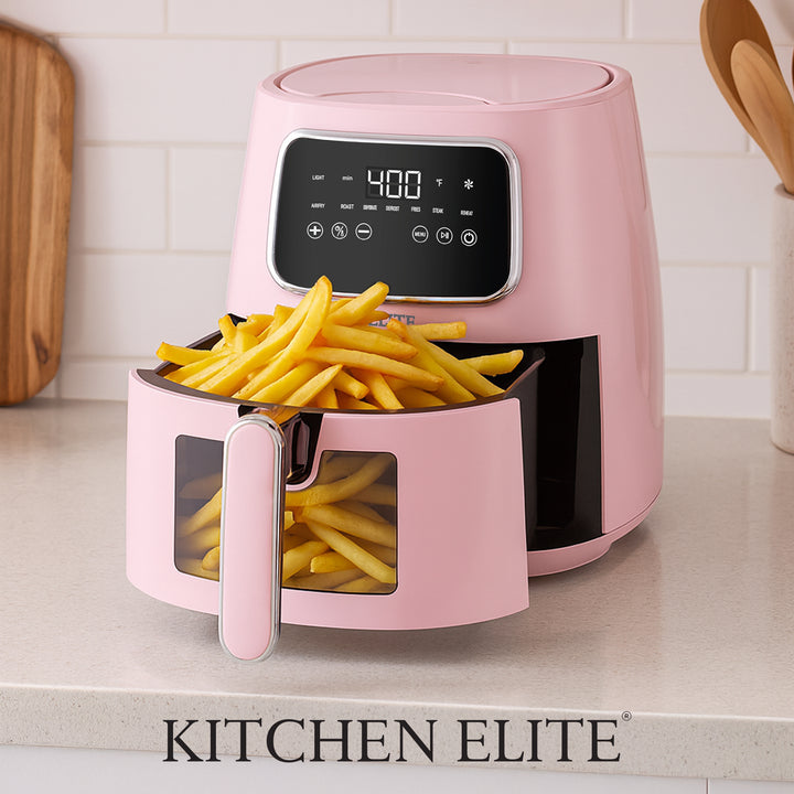 Kitchen Elite 5.5 Qt. Digital Air Fryer, Countertop Cooker with LED Screen, Pink