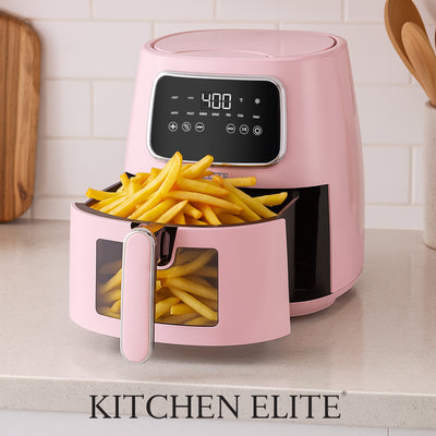 Kitchen Elite 5.5 Qt. Air Fryer, Countertop Cooker w/LED Screen, Pink (Open Box)