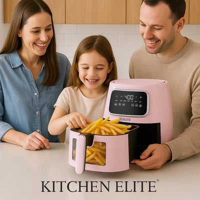 Kitchen Elite 5.5 Qt. Air Fryer, Countertop Cooker w/LED Screen, Pink (Open Box)