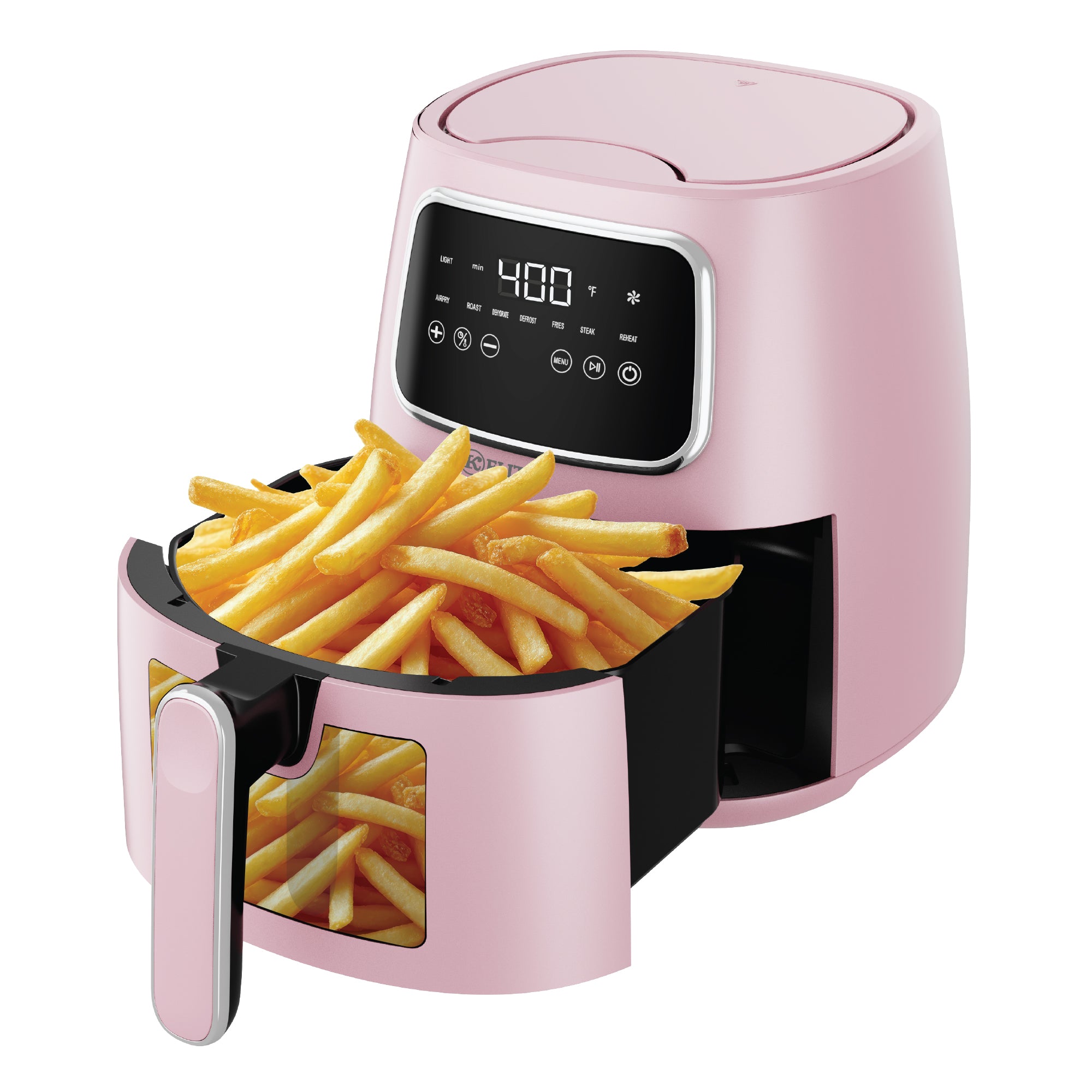 Kitchen Elite 5.5 Qt. Air Fryer, Countertop Cooker w/LED Screen, Pink (Open Box)