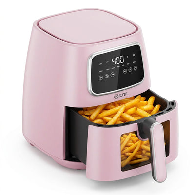 Kitchen Elite 5.5 Qt. Digital Air Fryer, Countertop Cooker with LED Screen, Pink