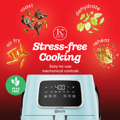 Kitchen Elite 5.5 Qt Digital Air Fryer, 7-in-1 Small Airfryer, Blue (Open Box)