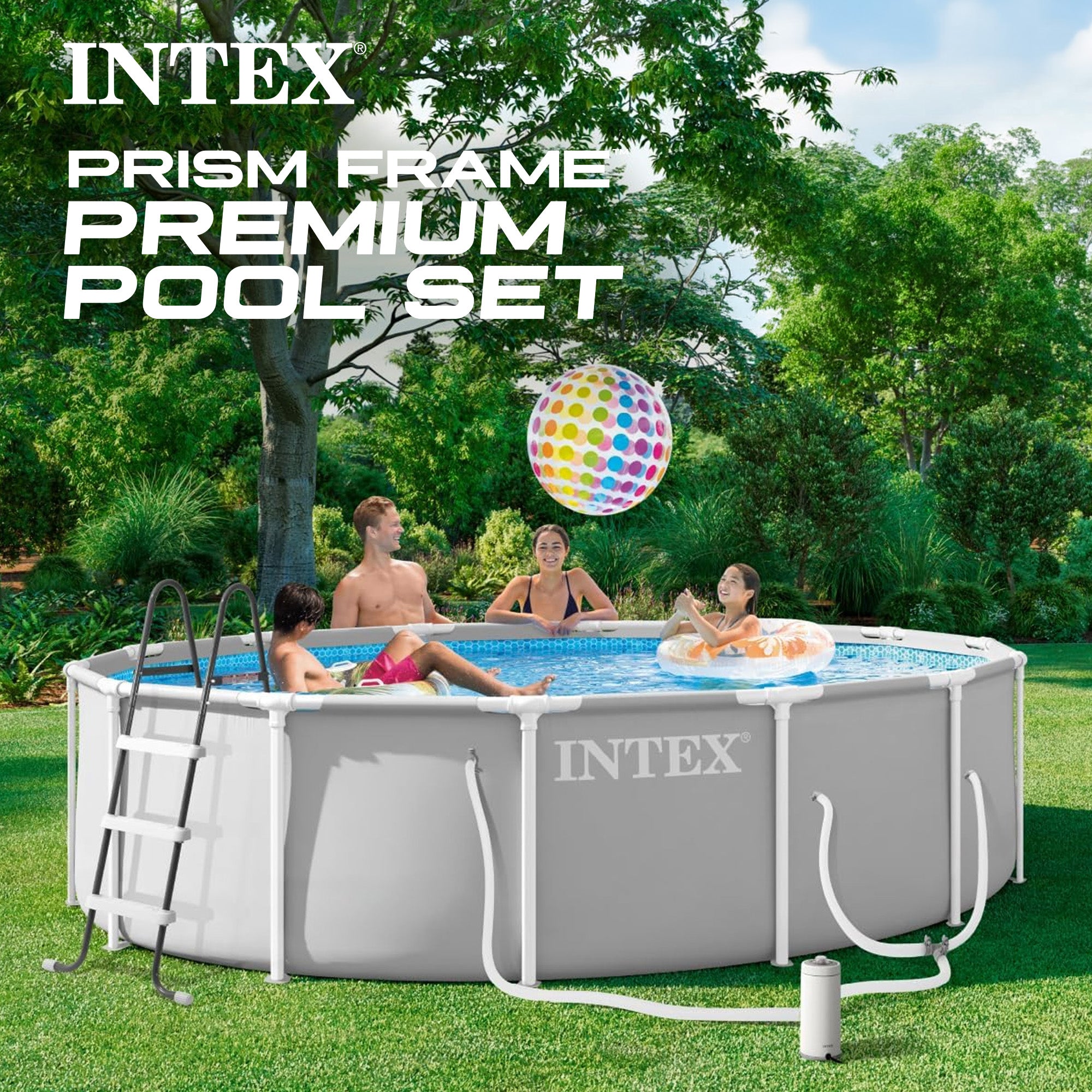 INTEX Prism Frame 14ft x 42in Premium Above Ground Pool Set w Filter Pump (Used)