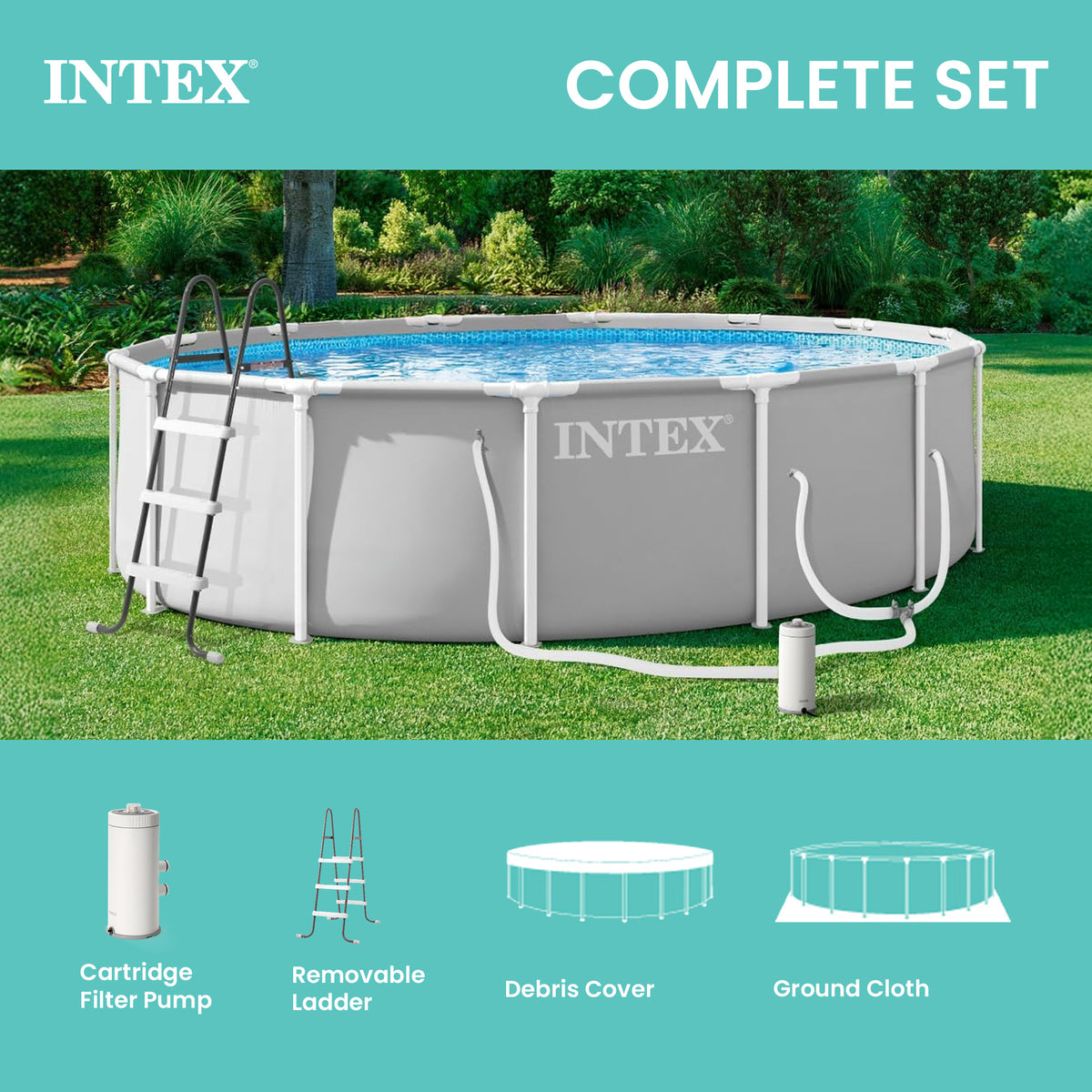 INTEX Prism Frame Premium Above Ground Pool Set w Filter Pump (For Parts)