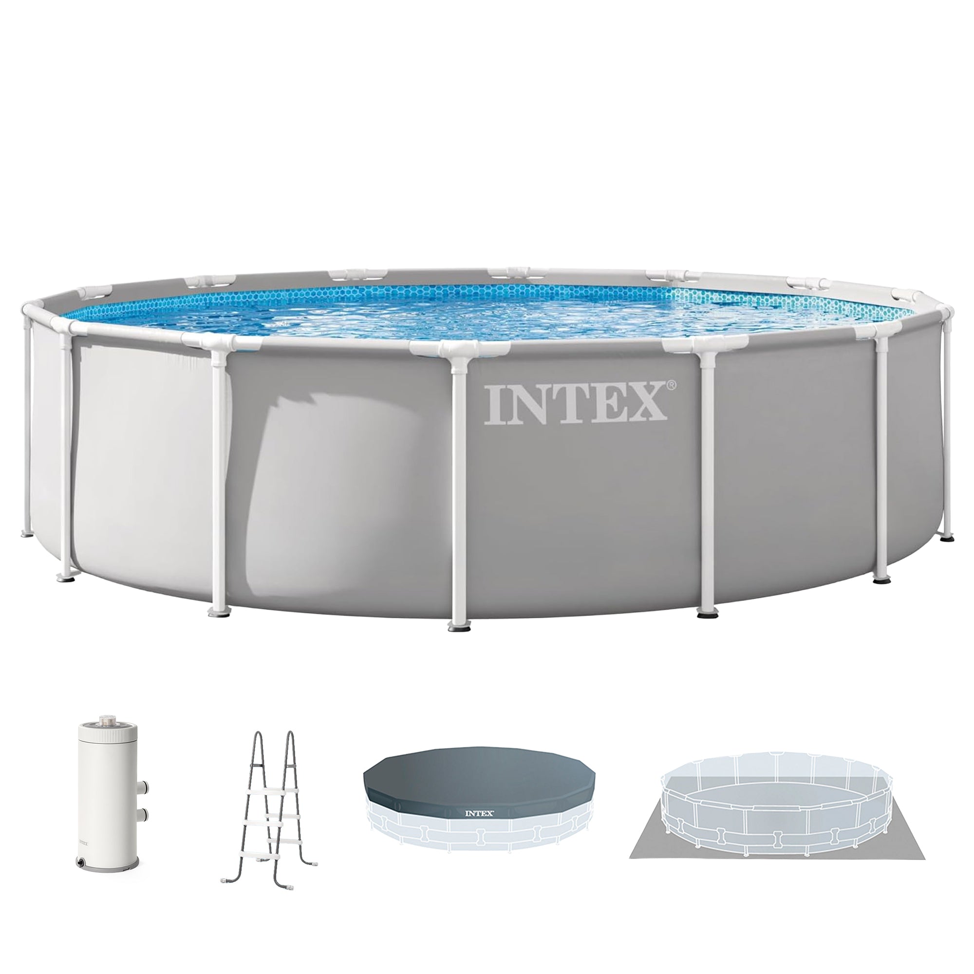 INTEX Prism Frame 14ft x 42in Premium Above Ground Pool Set w Filter Pump (Used)
