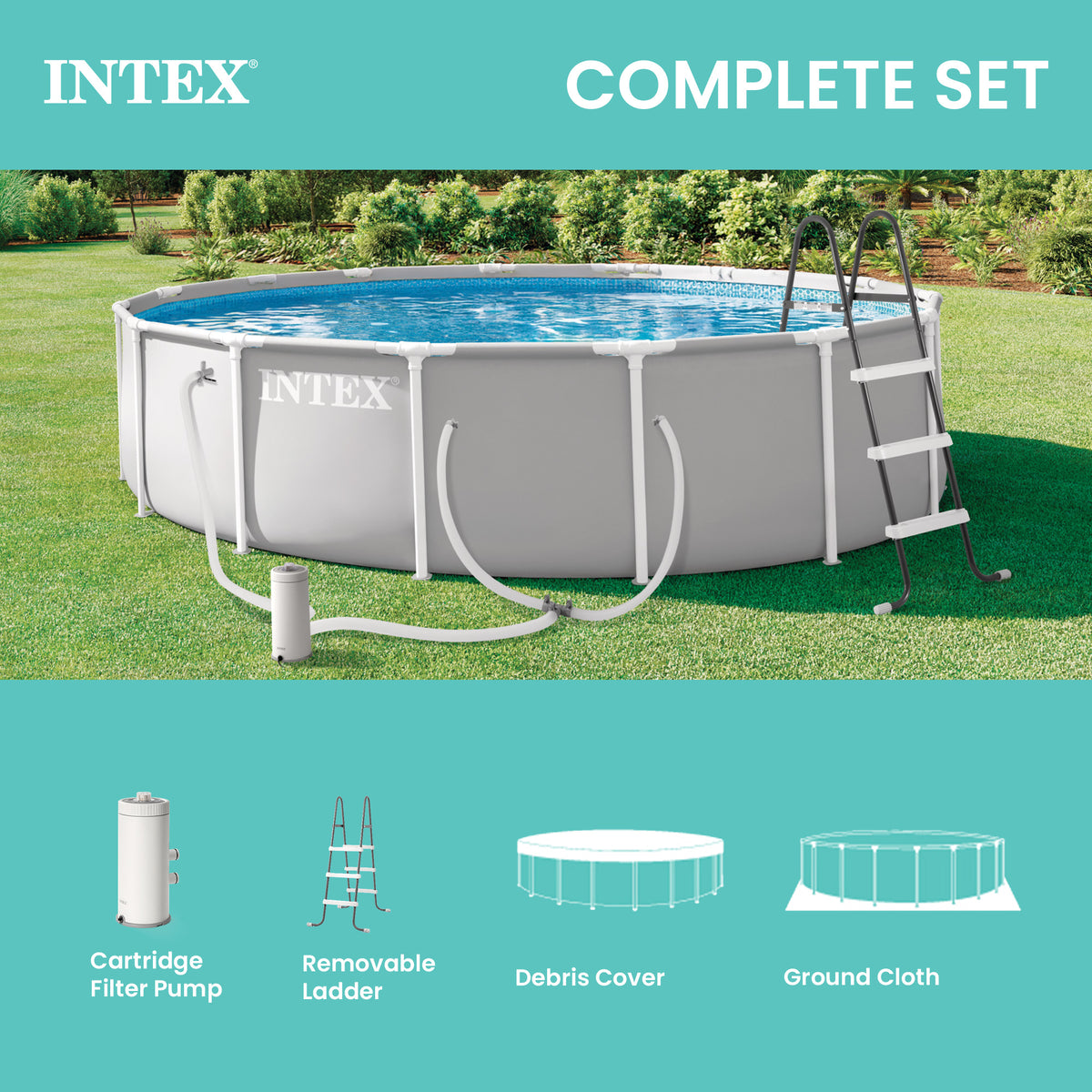 INTEX Prism Frame 15ft x 42in Premium Above Ground Pool Set (For Parts) - VMInnovations