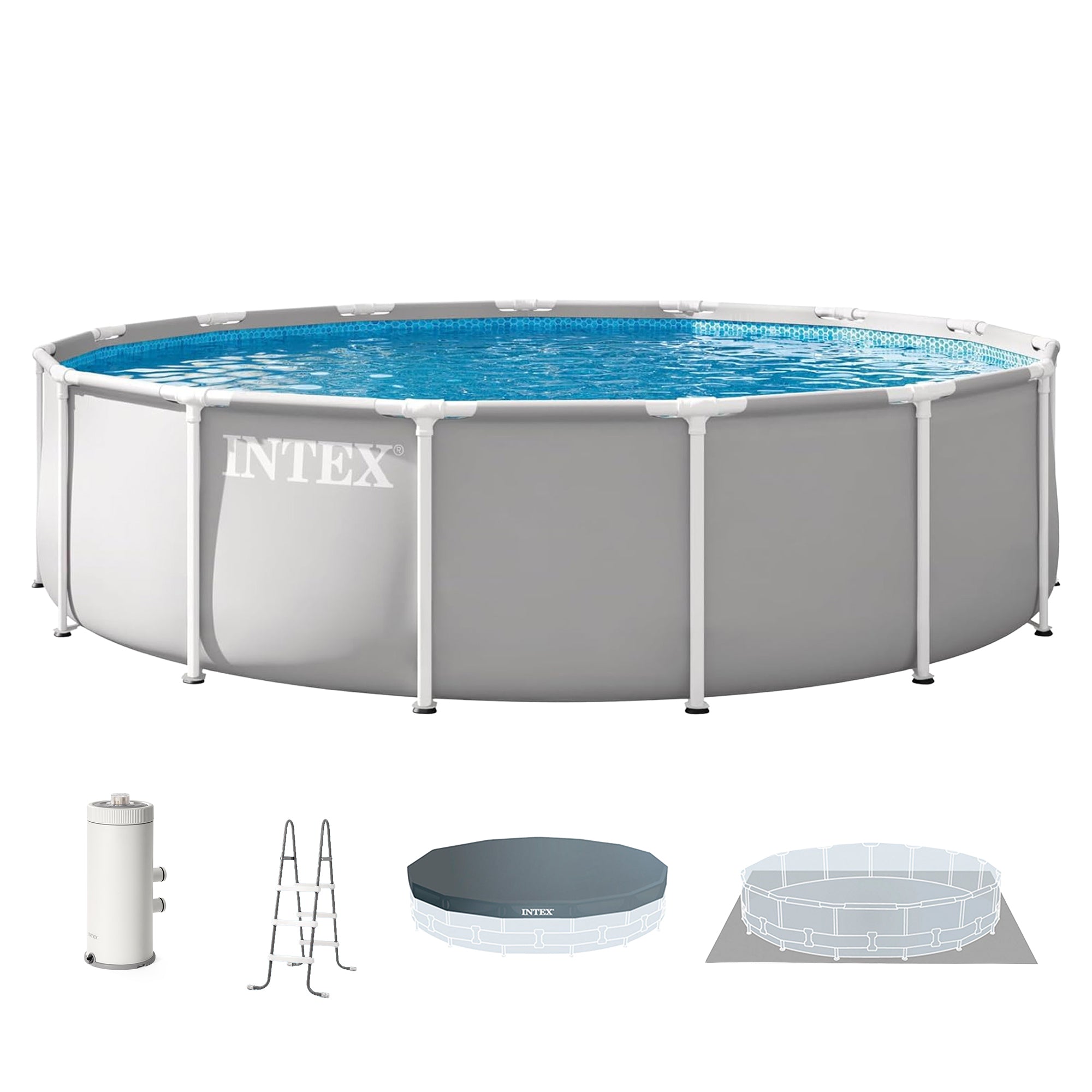 INTEX Prism Frame 15ft x 42in Above Ground Pool Set w/Filter Pump (Open Box) - VMInnovations