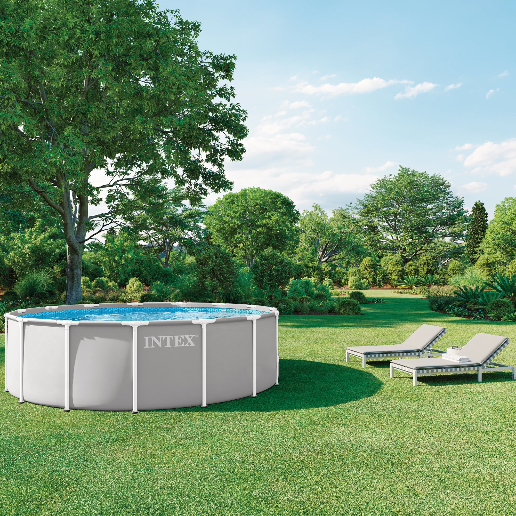 INTEX Prism Frame 15ft x 48in Above Ground Pool Set with Filter Pump (Open Box) - VMInnovations