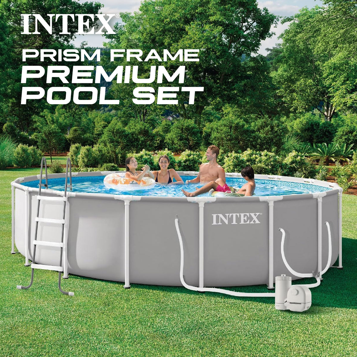 INTEX Prism Frame Premium Above Ground Pool Set w/Filter Pump (Open Box)