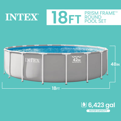 INTEX Prism Frame Premium Above Ground Pool Set w/Filter Pump (Open Box)