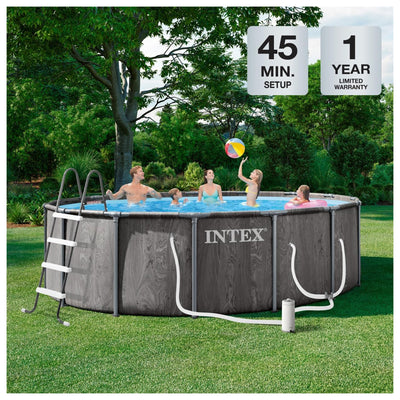 INTEX Greywood Prism Frame Premium Above Ground Pool Set with Pump (Open Box)