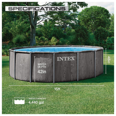 INTEX Greywood Prism Frame Premium Above Ground Pool Set with Pump (Open Box)