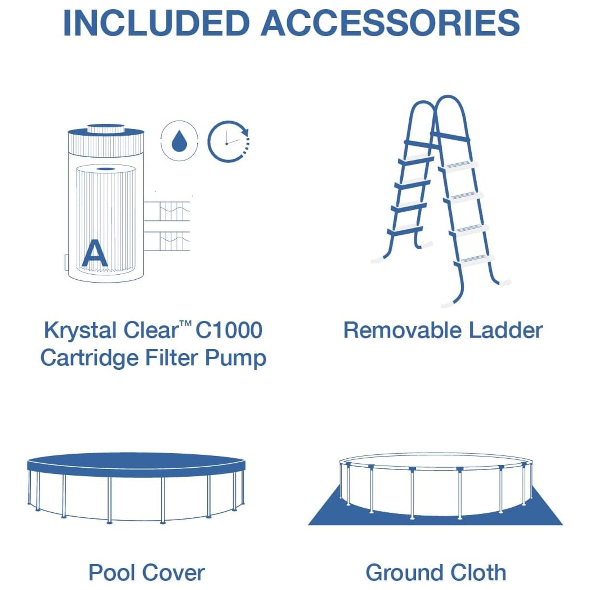 INTEX Greywood Prism Frame Premium Above Ground Pool Set with Pump (Open Box)