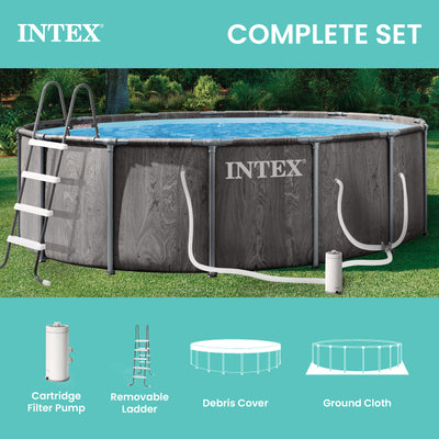 INTEX Greywood Prism Frame Premium Above Ground Pool Set with Pump (Open Box)