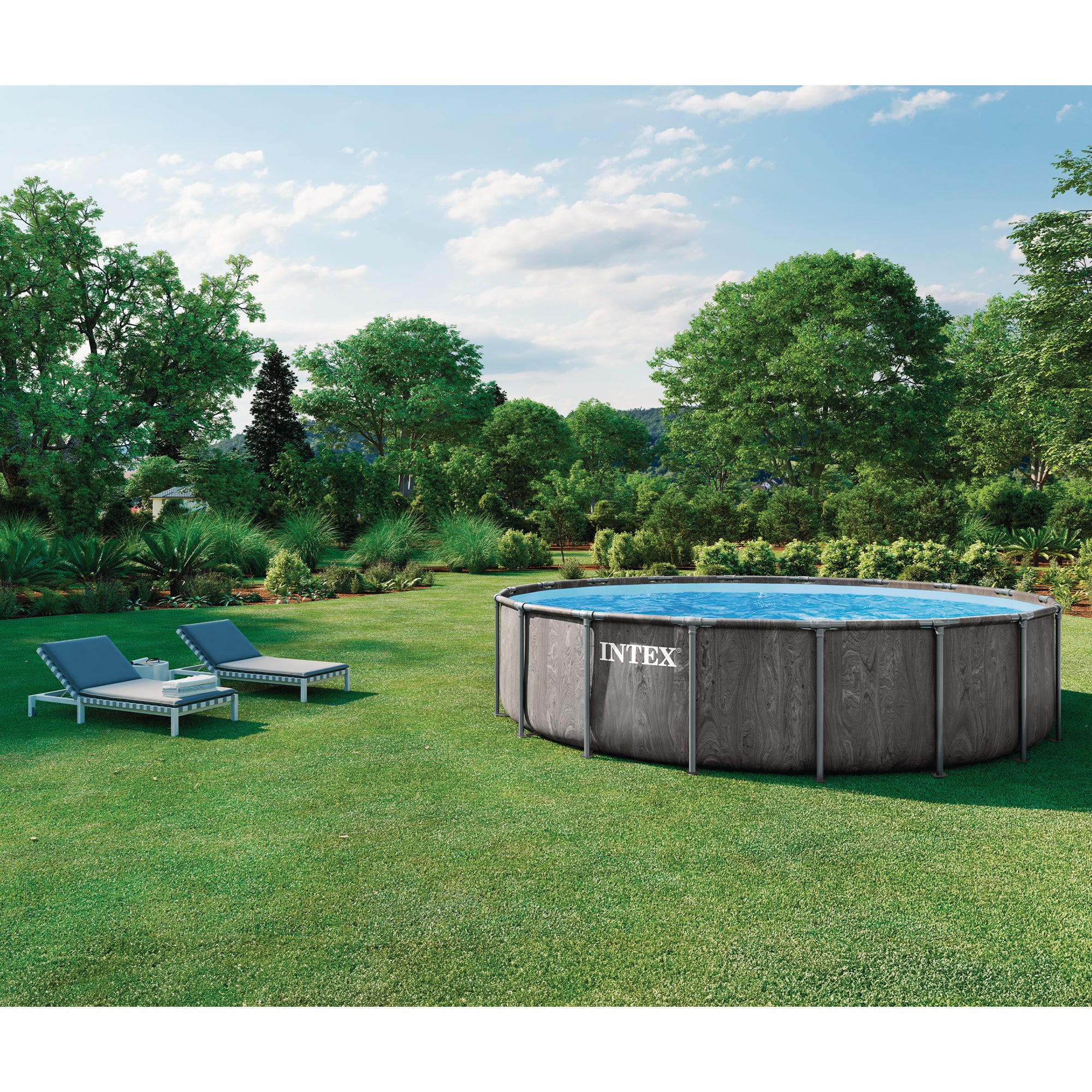 INTEX Prism Frame 18ft x 48in Premium Above Ground Pool Set with Pump(For Parts)