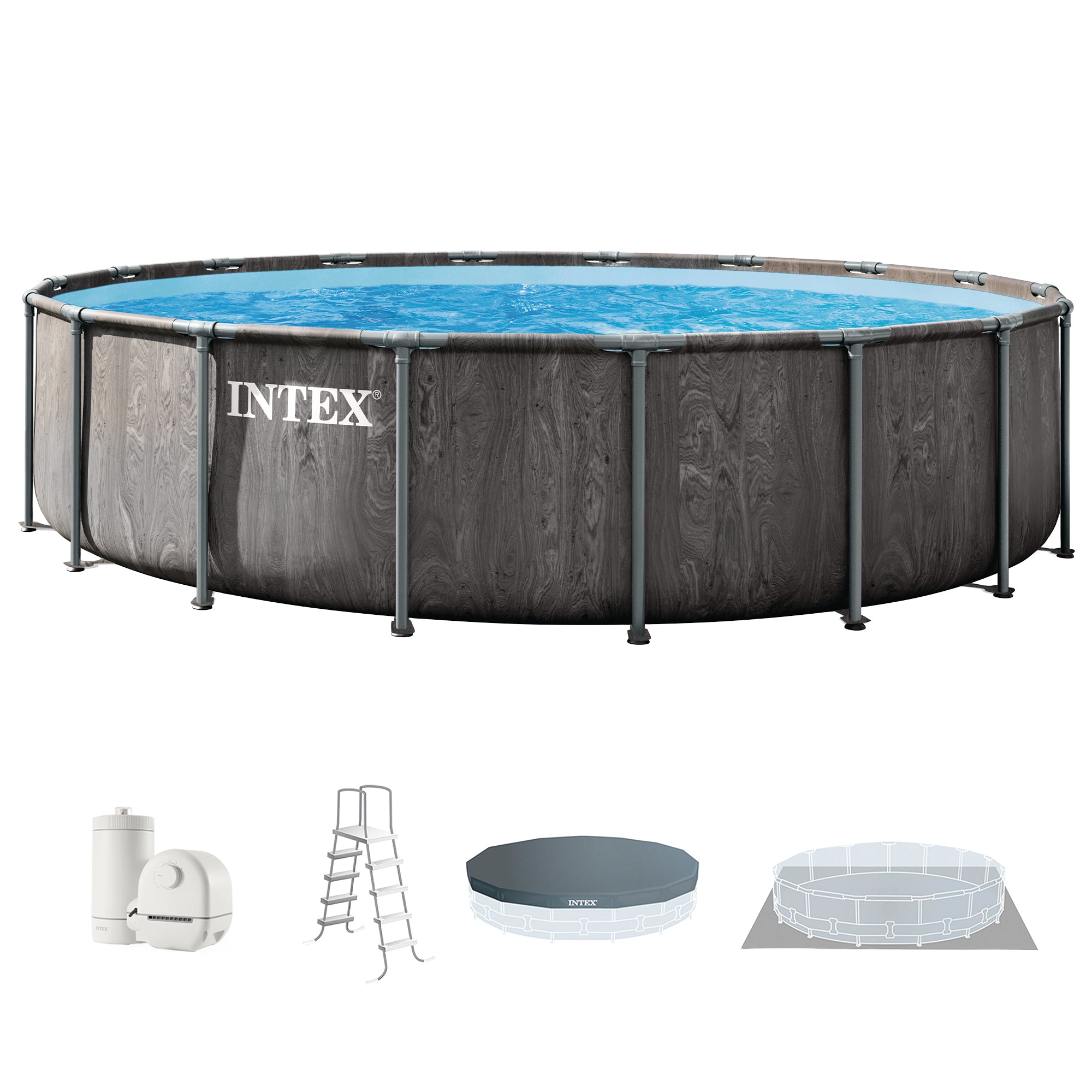 INTEX Prism Frame 18ft x 48in Premium Above Ground Pool Set with Pump(For Parts)
