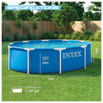 Intex 28201EP 10ft x 30in Metal Frame Pool Set with Pump & Cover (Open Box)