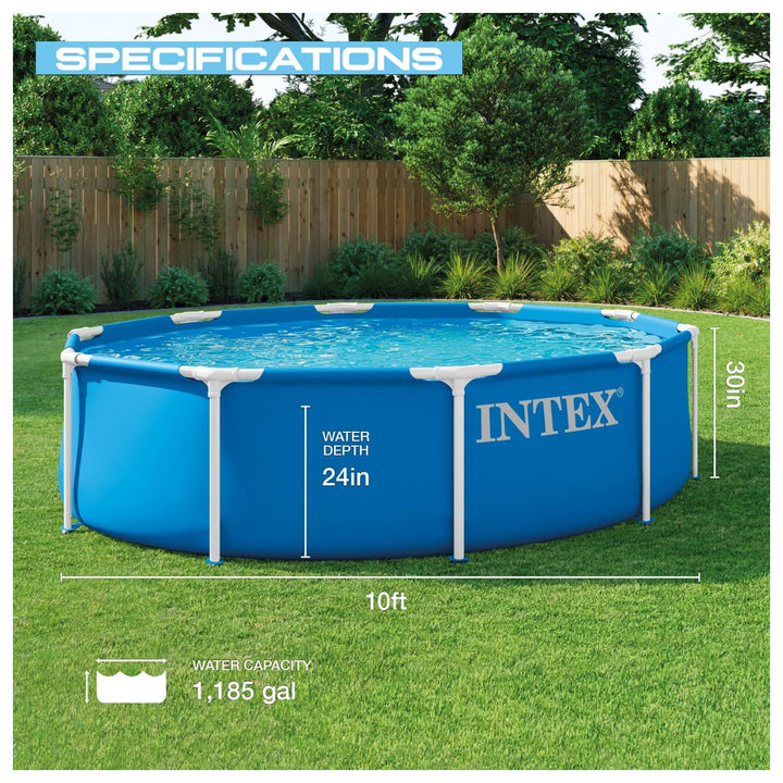 Intex 28201EP 10ft x 30in Metal Frame Above Ground Pool Set with Pump & Cover - VMInnovations