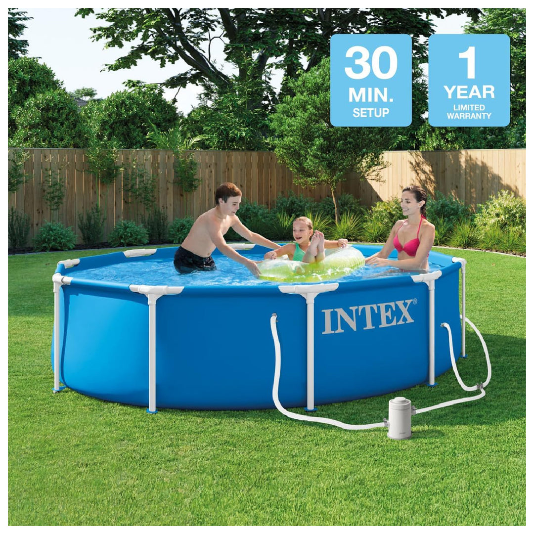 Intex 28201EP 10ft x 30in Metal Frame Above Ground Pool Set with Pump & Cover - VMInnovations
