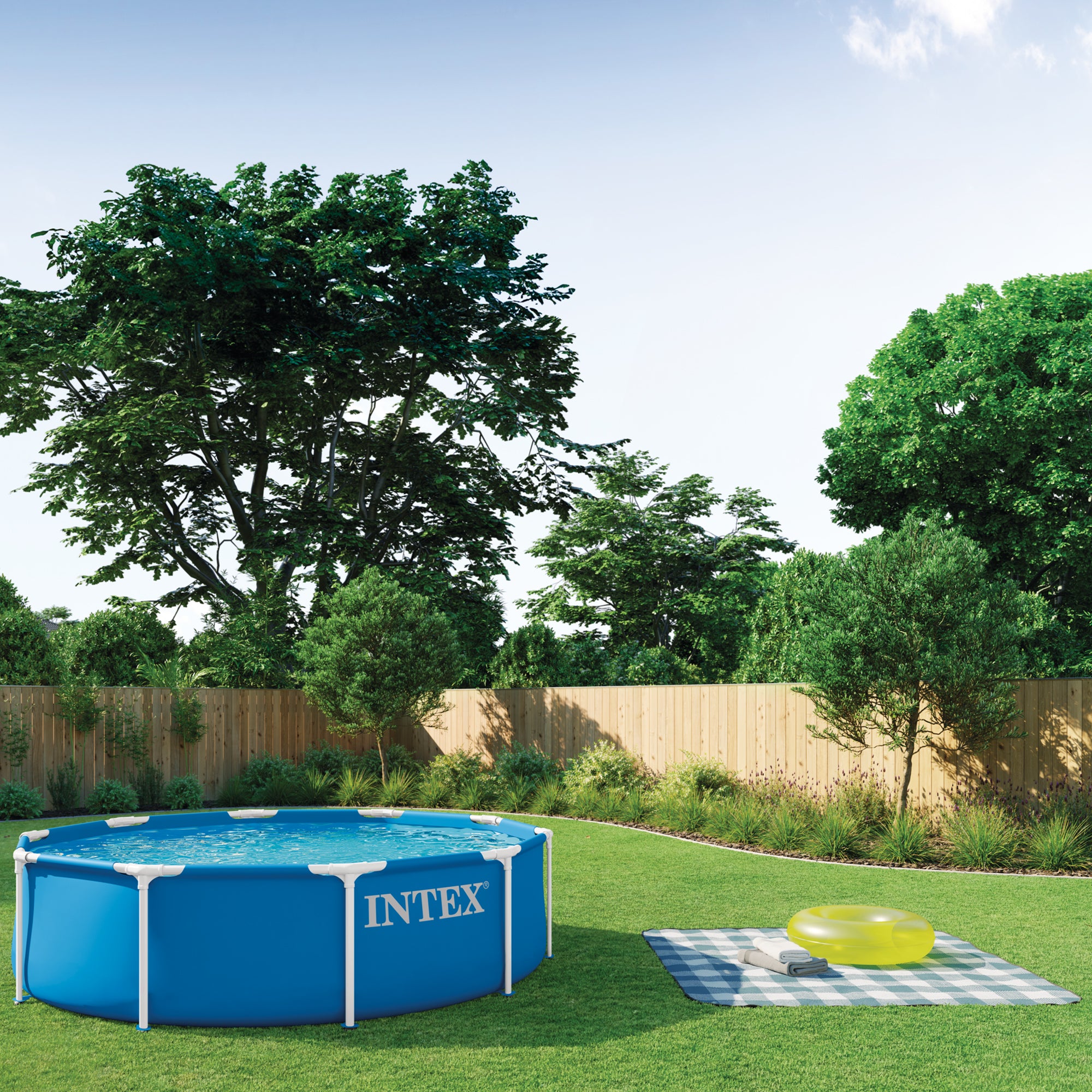 Intex 28201EP 10ft x 30in Metal Frame Above Ground Pool Set w/ Pump & Cartridge