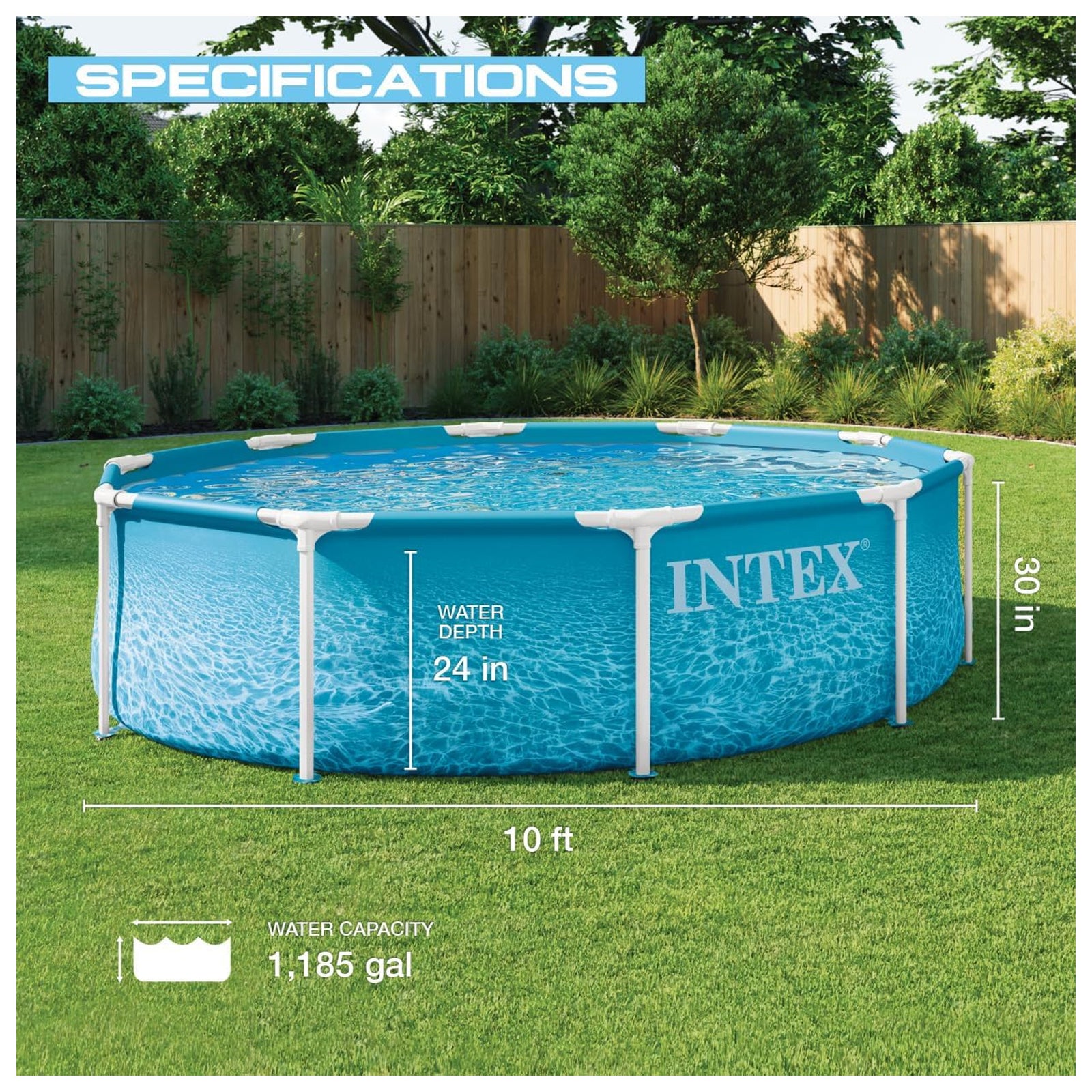 INTEX 28207EP 10Ft X 30In Beachside Metal Frame Above Ground Pool Set w/ Pump - VMInnovations