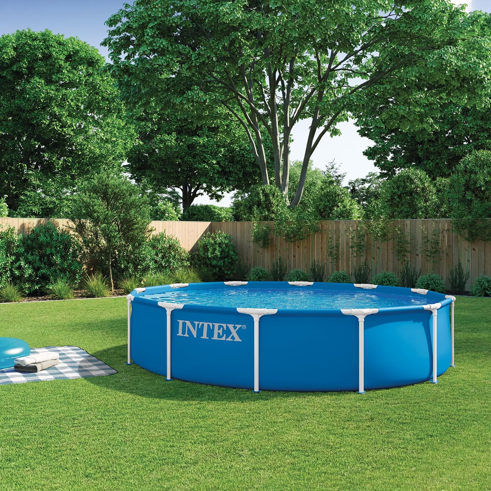 INTEX 12Ft X 30In Metal Frame Above Ground Swimming Pool, Pool Only (Used)
