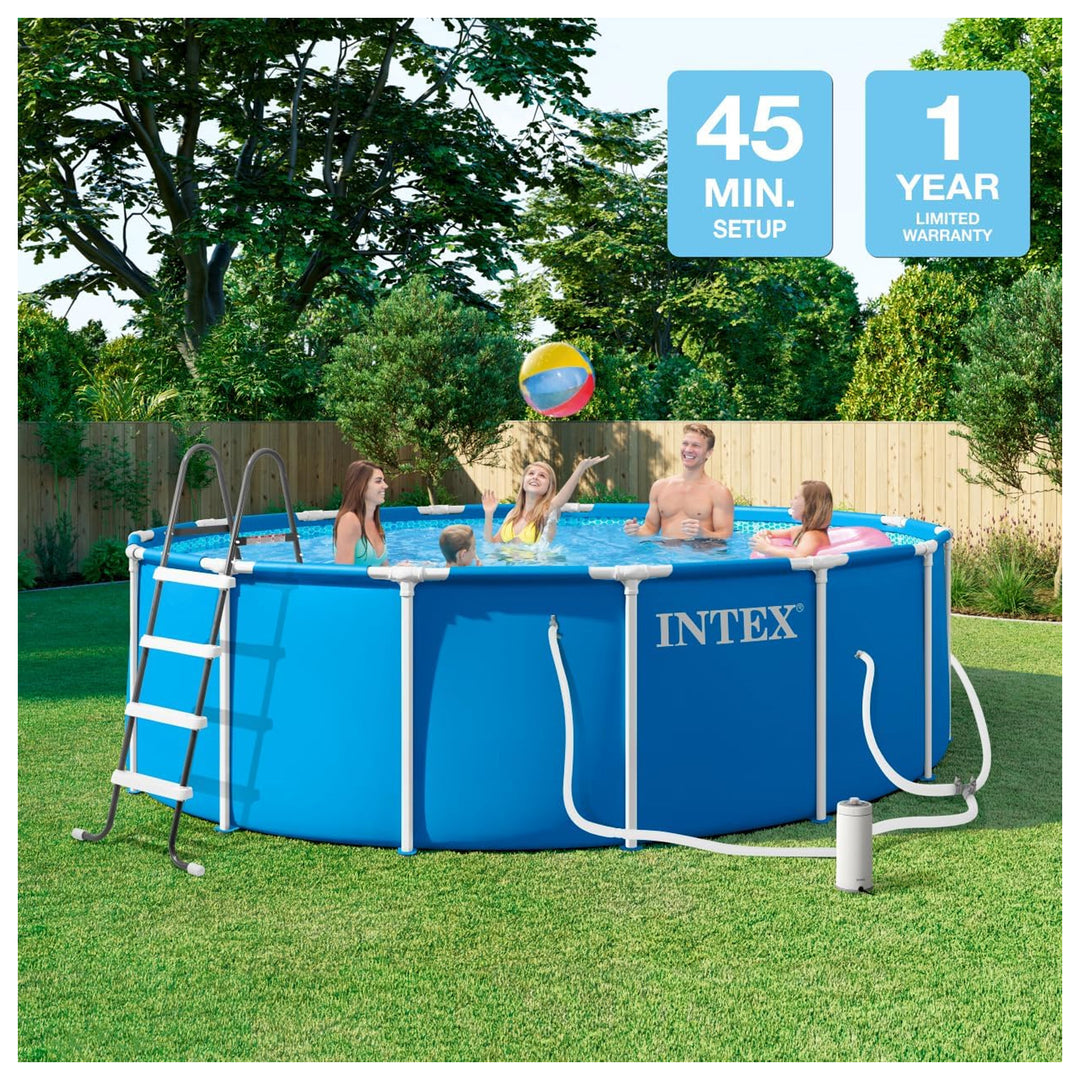 Intex 28241EP 15ft x 48in Metal Frame Above Ground Pool Set with Pump & Cover - VMInnovations