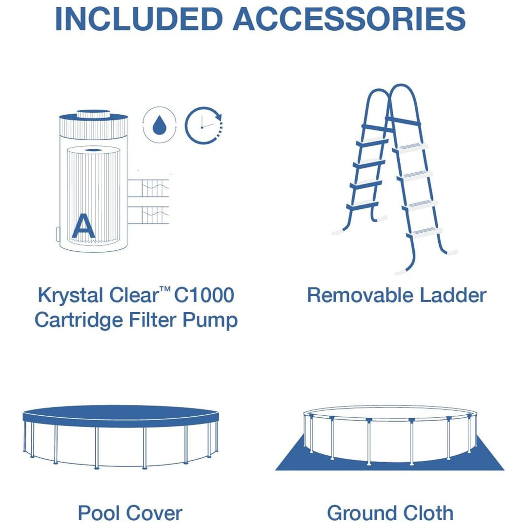 Intex 28241EP 15ft x 48in Metal Frame Above Ground Pool Set with Pump & Cover - VMInnovations