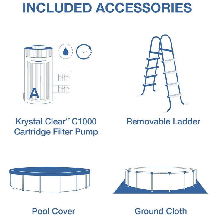 Intex 28241EP 15ft x 48in Metal Frame Above Ground Pool Set with Pump & Cover - VMInnovations